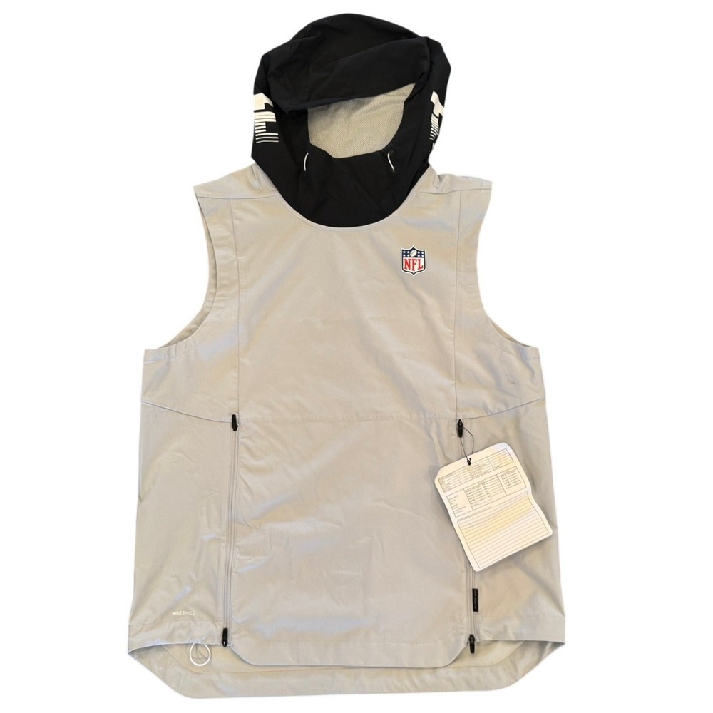 Nike Shield NFL On-Field Apparel Sample Vest Grey Black Hooded Mens Medium